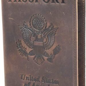 RFID Blocking Passport Holder Travel Wallet - Genuine Crazy Horse Leather for Men(Coffee)