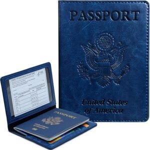 KAOBAN Genuine Leather Passport Holder, RFID Blocking Travel Wallet