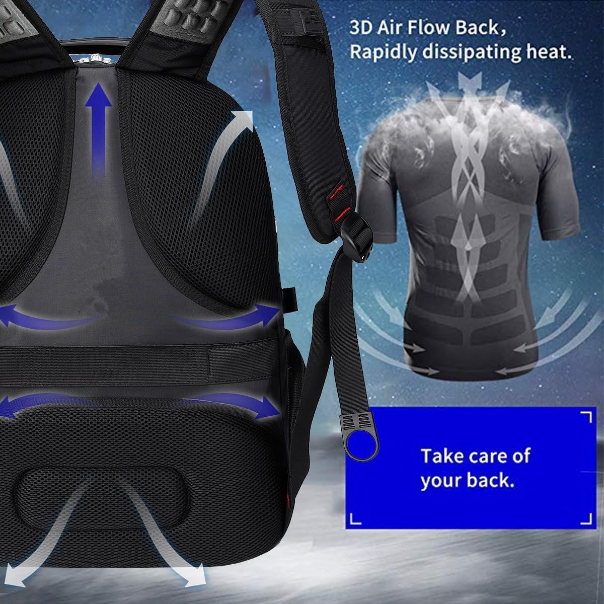 SHRRADOO Extra Large Travel Laptop Backpack for Men, Work College Backpacks - Image 5