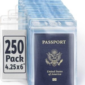 Passport, ID Card, Name Badge Holders - 4x6, 250 PK, Vertical Zipperless