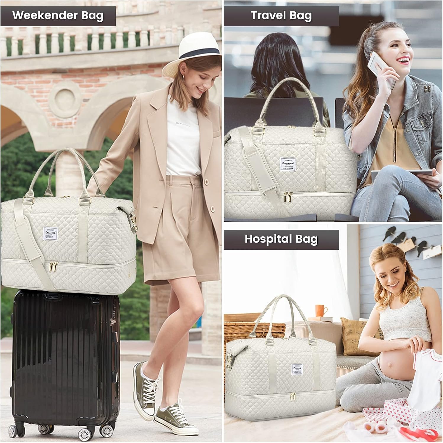 LOVEVOOK Travel Duffle Bag,Weekender Bags for Women with Shoe Compartment - Image 6