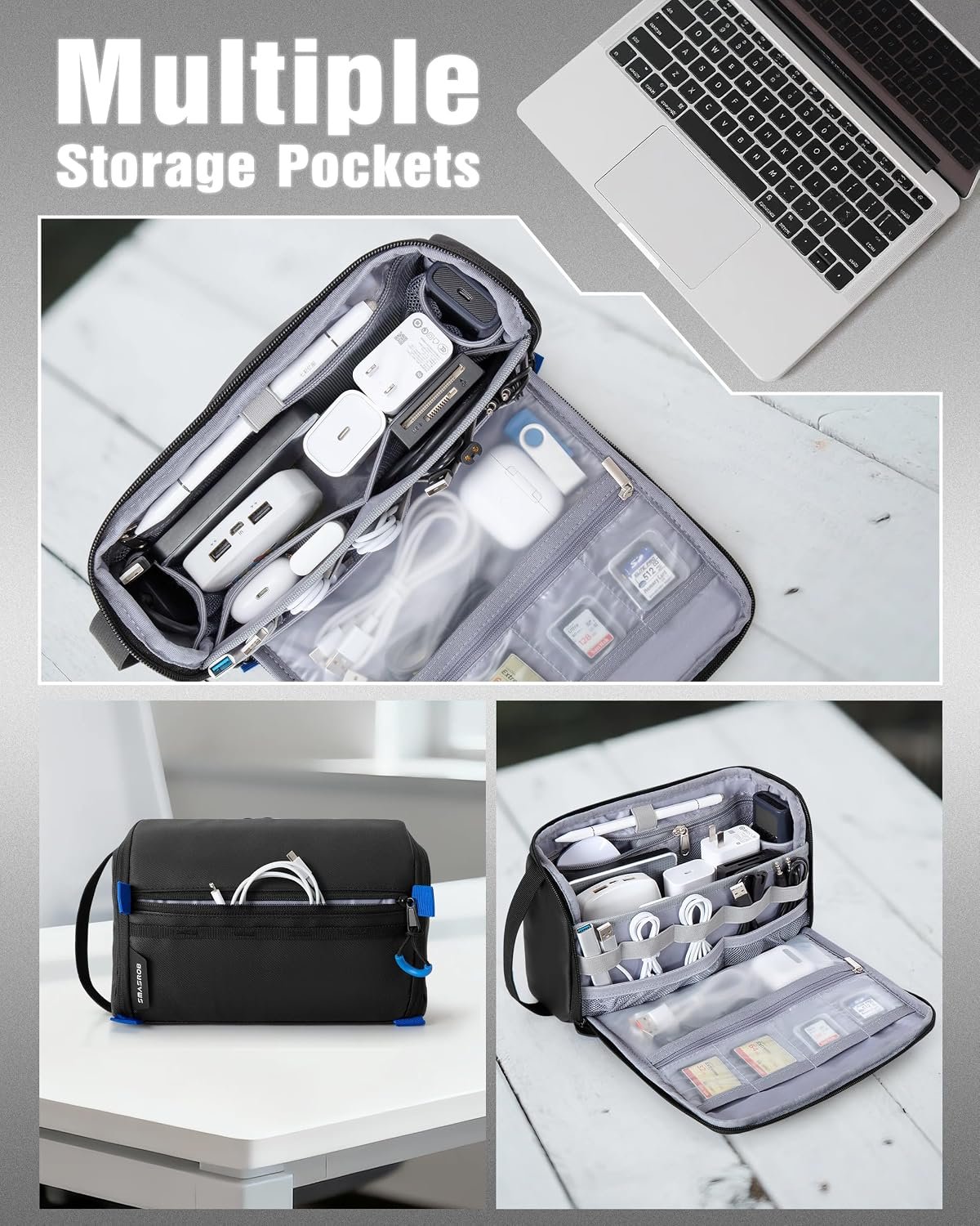 Smasrob Electronics Organizer Travel Case, Tech Bag Charger Pouch, Black - Image 2